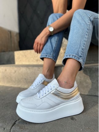 białe sneakersy trampki na wyższej podeszwie evett lazaro skóra naturalna