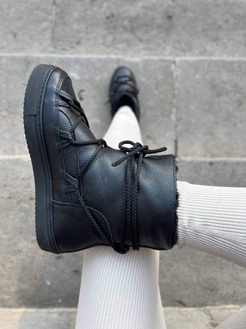 Skórzane śniegowce damskie czarne