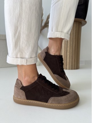 Czekoladowe trampki barefoot Evett Asti zamszowe