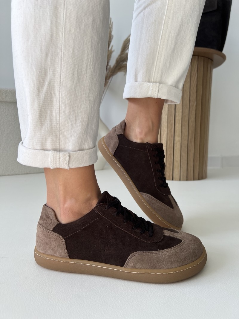 Czekoladowe trampki barefoot Evett Asti zamszowe