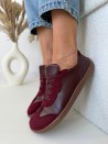 Wygodne trampki barefoot Evett Linea bordo - naturalna skóra licowa, polska produkcja