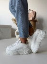 Białe sneakersy damskie na platformie evett