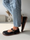 Damskie baleriny barefoot ze skóry naturalnej Evett Serenza czarne - polska produkcja