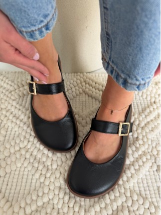 Czarne baleriny barefoot Evett Serenza - skóra naturalna, widok z góry