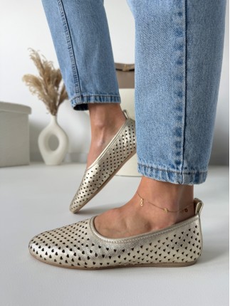 Skórzane baleriny damskie