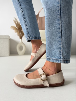 beżowe baleriny barefoot Evett Serenza - skóra naturalna, polska produkcja