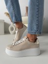 beżowe sneakersy na platformie skóra naturalna evett