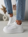 białe sneakersy damskie na platformie skóra naturalna