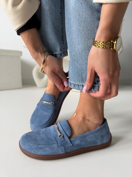 Mokasyny damskie barefoot Evett Florence niebieskie - zero drop, polska produkcja, naturalne materiały