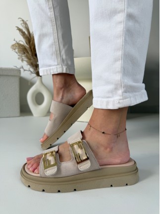 Klapki Evett Olive Beige...