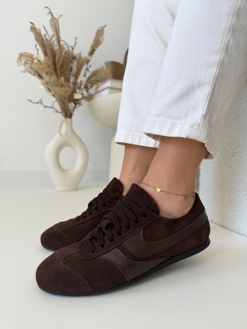 Wygodne sneakersy damskie vintage Evett Nera czekolada - polska produkcja, skóra naturalna